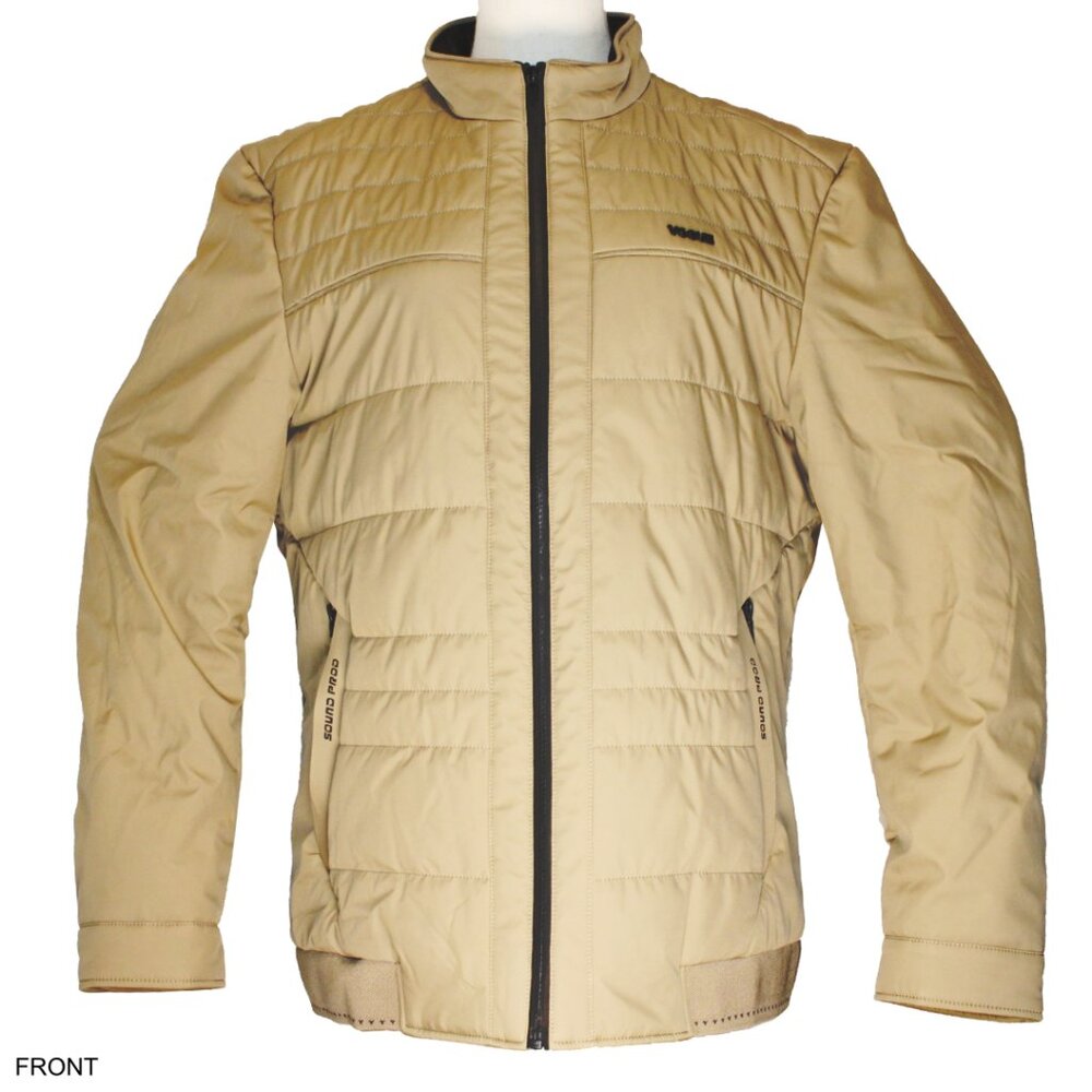 Mens Khaki Quilted Insulated Jacket Plaid Lining Stand Collar Full Zip XXXL